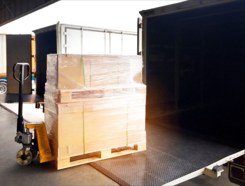 pallet load of items loaded onto a lorry