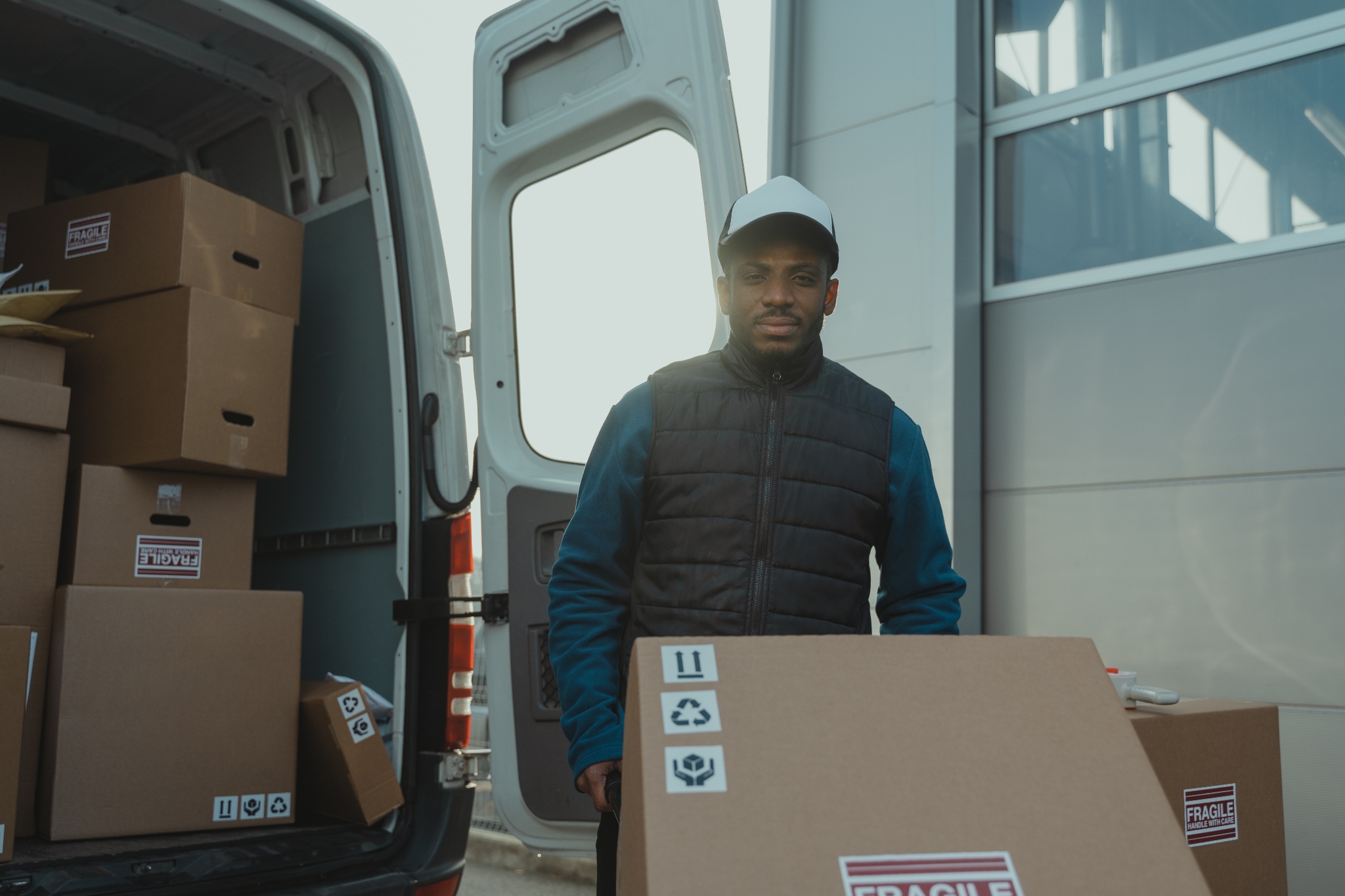 courier delivering large item parcels